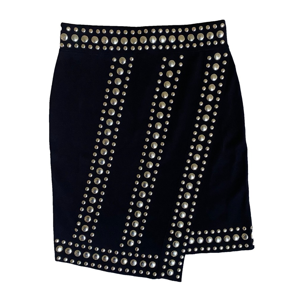 INC Womens Studded Asymmetric Skirt Size PS Black Modern‎ Festival Goth
